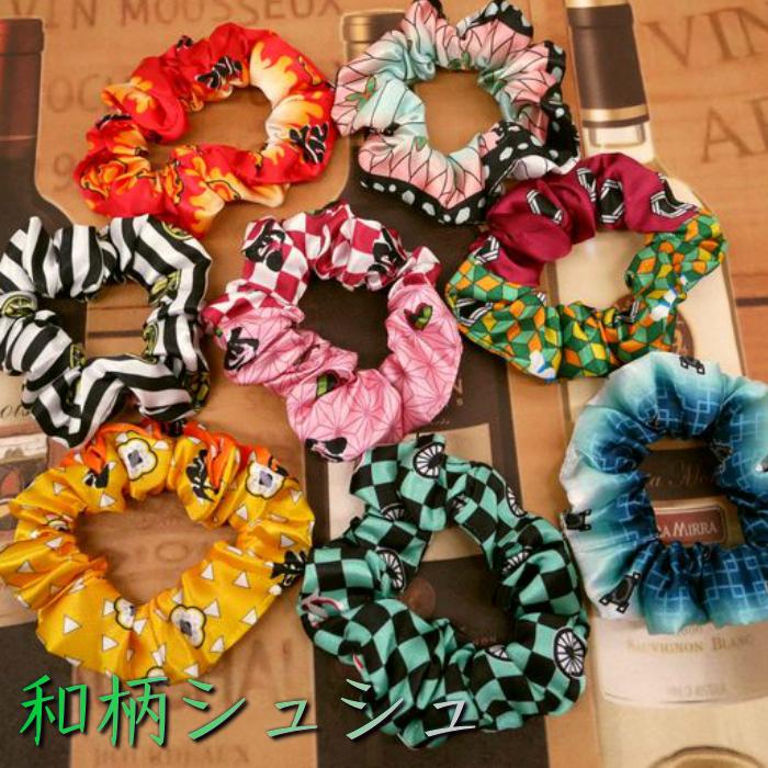 画像残し)リボン シュシュ（花柄）ゴム入れ替え可能