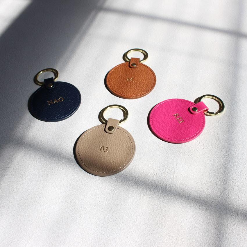 キーホルダー 名入れ 本革 レザーキーリング シュリンクレザー