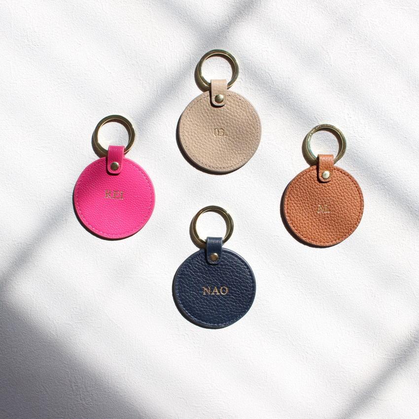 キーホルダー 名入れ 本革 レザーキーリング シュリンクレザー