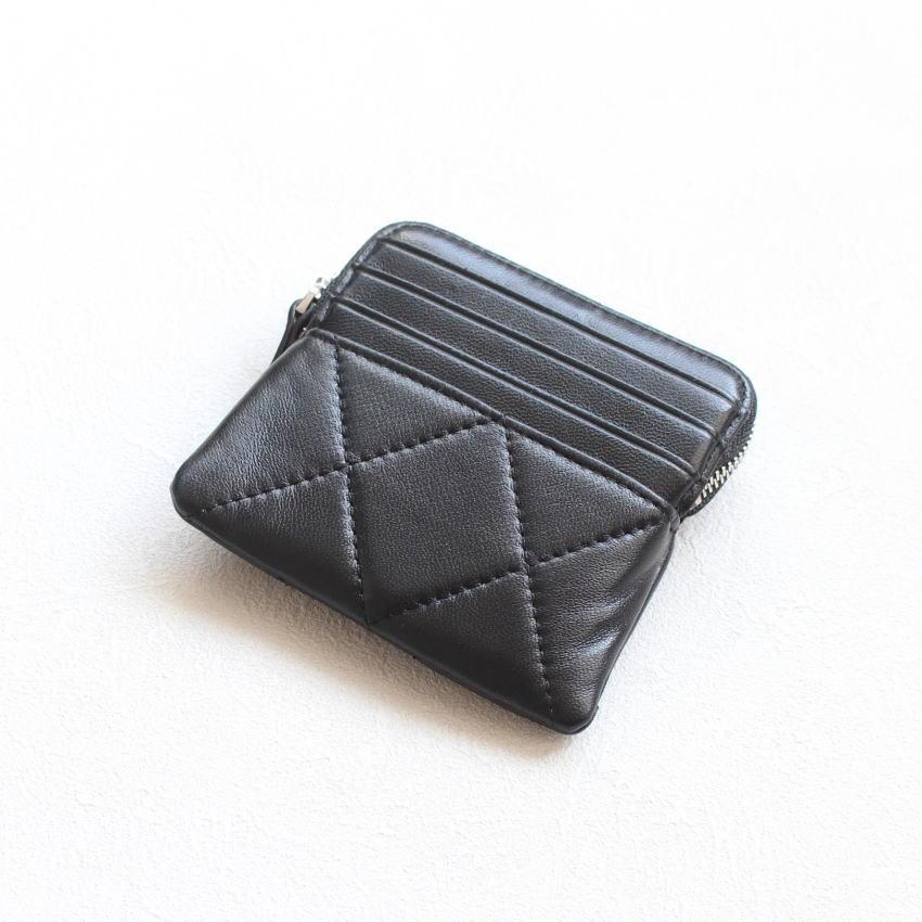 本革 名入れ カードケース付き ポーチ キルティングレザー ミニ財布 