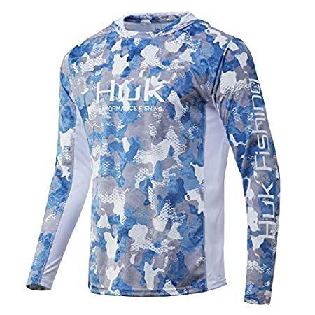 【オンライン限定商品】 Fishing Long-Sleeve 50+ |UPF Hoodie Camo X Icon Men's 特別価格HUK Shirt, 好評販売中 Boat, Ice フィッシングベルト