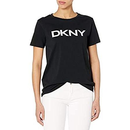 最高の品質 特別価格DKNY XS好評販売中 Black, Tee, Logo Sleeve Short Missy Women's SPORTSWEAR シャツ