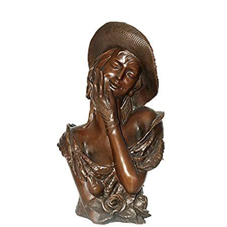 期間限定キャンペーン Toperkin 女性バストホームインテリア帽子乙女像人形ブロンズ彫刻像 TPE-900 オブジェ、置き物