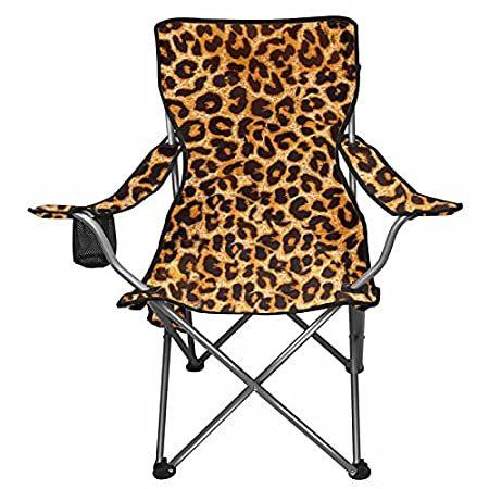 品多く Dolyues Foldable Beach Chairs High Off Ground, Camping Chair Animal Leopard アウトドアチェア