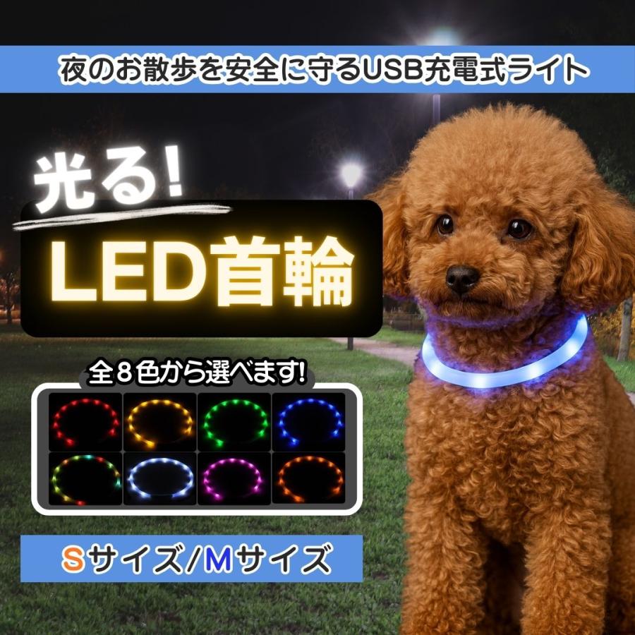 光る首輪 犬 LED首輪 レインボー 虹色 発光首輪 夜間 首輪 散歩 安全