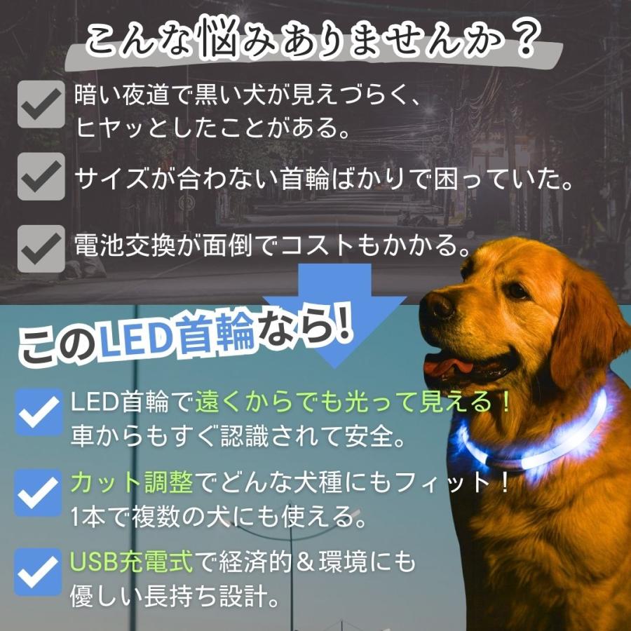 光る首輪 犬 LED首輪 レインボー 虹色 発光首輪 夜間 首輪 散歩 安全