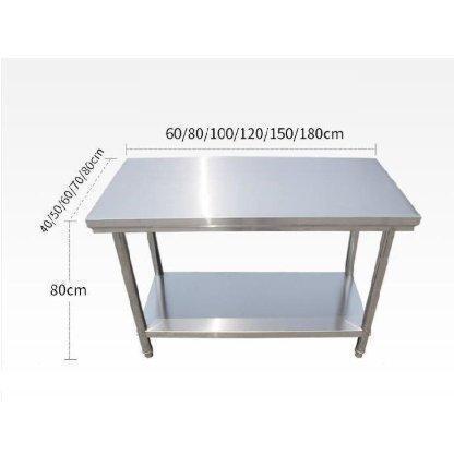 お買い得品　ステンレス作業台　キッチン操作台　家庭用業務用　2層作業台　作業卓　作業テーブル　大容量収納作業台　手入れ簡単