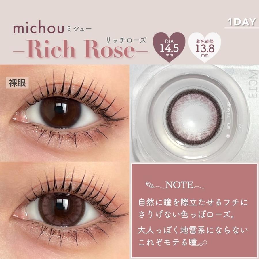 2箱 michou ミシュー カラコン ワンデー 度あり 15mm 度なし カラーコンタクト 1day 高含水 UVカット 太フチ ギャル 10枚 ロイヤルモカ ビスケットベージュ | ブランド登録なし | 07