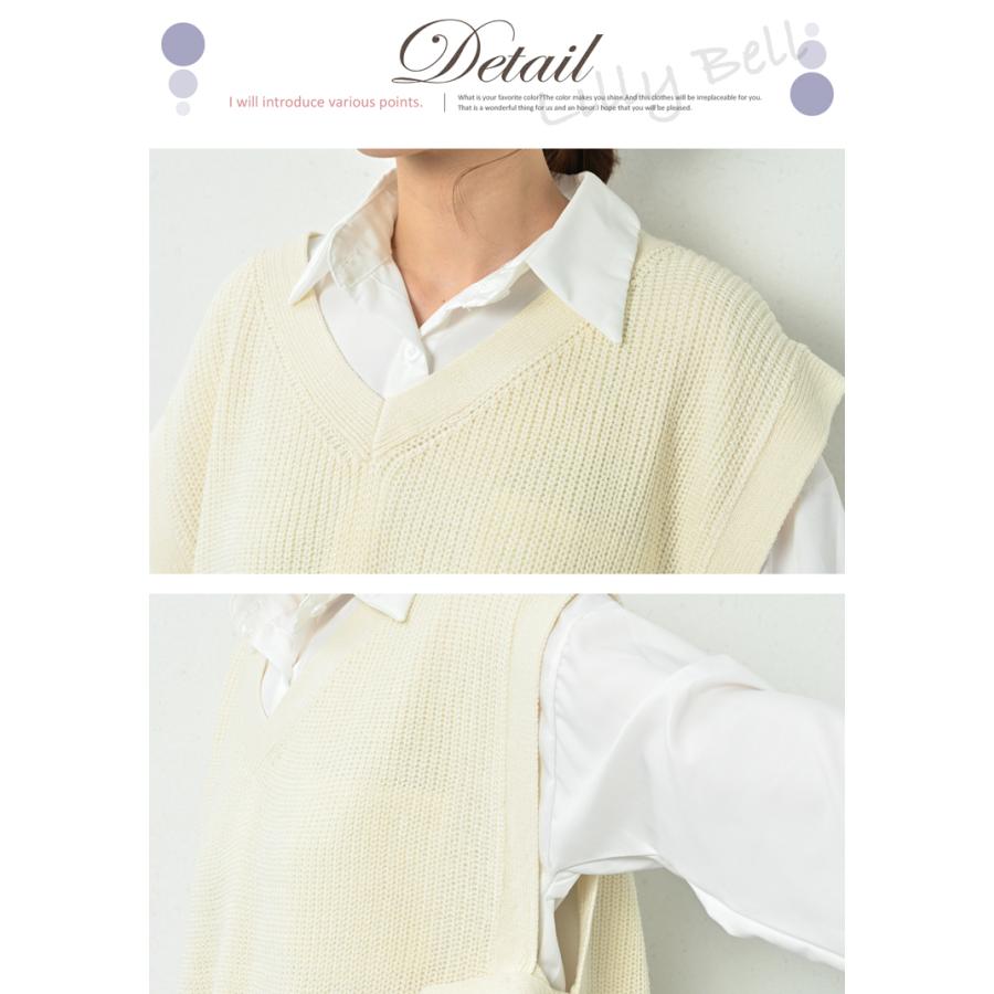 ニットベスト レディース 春 秋 冬 vネック 40代 50代 コーデ