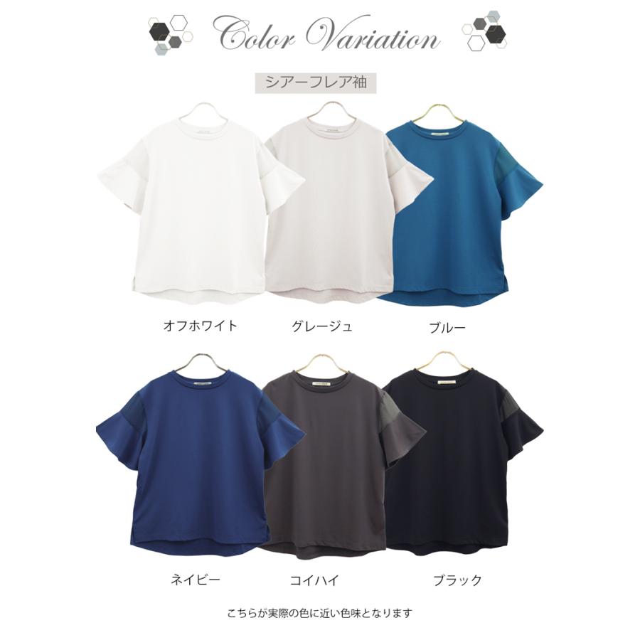 接触冷感 綿100% 半袖 tシャツ カットソー レディース トップス きれい editionシアー 半袖 カットソー ブラック フリーサイズ