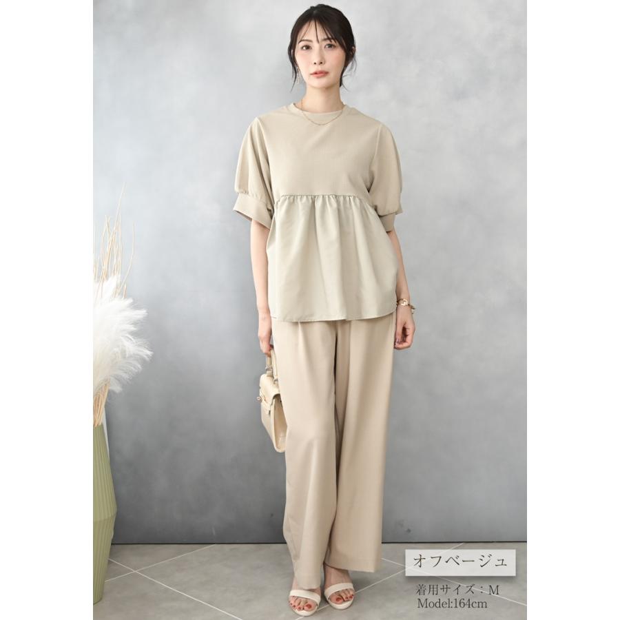 ペプラムトップス 半袖 tシャツ カットソー トップス レディース 