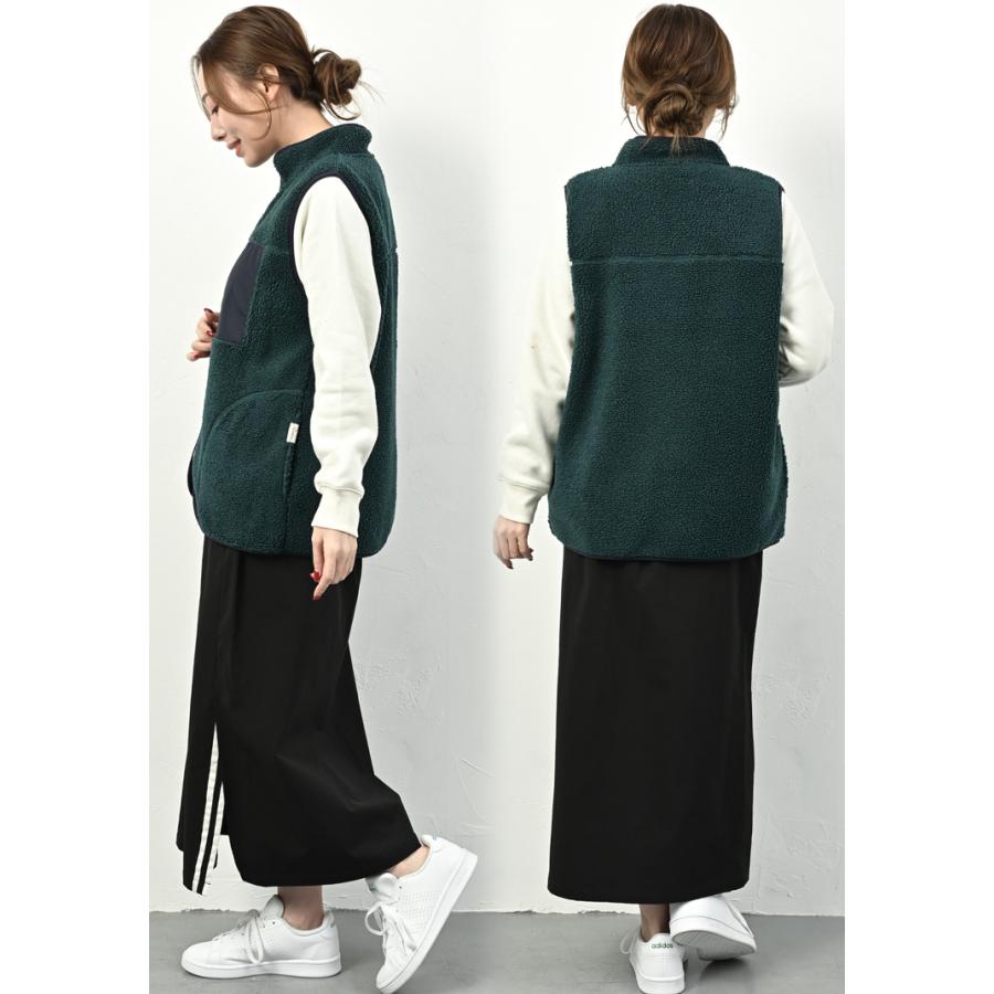 ボアベスト レディース ベスト 難燃 アウター 秋 冬 裏起毛 ジップ