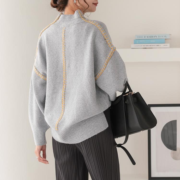 ハイネック ゆったり ニット レディース セーター トップス プル