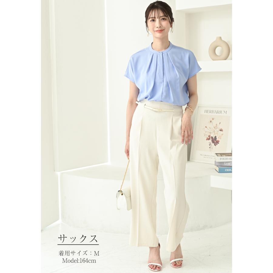 接触冷感 半袖 ブラウス シャツ レディース トップス 夏 シワに