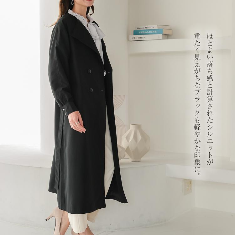 ノーカラーコート スプリングコート レディース ロング トレンチコート