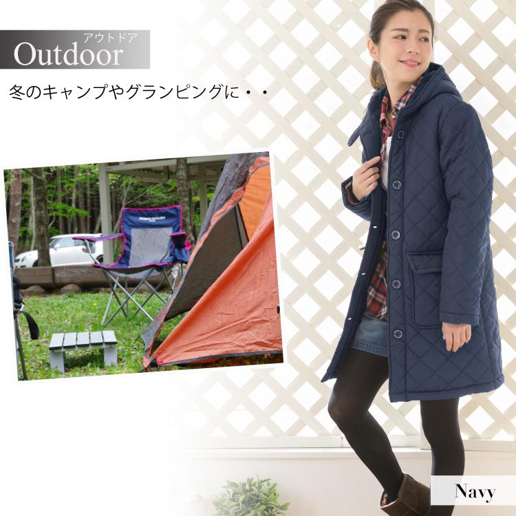 ベンチコート レディース キルティング ロング キルティングコート 冬 防寒 アウター ジャケット 裏ボアコート 秋 裏ボア