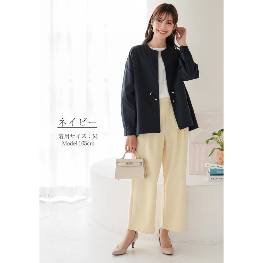 ノーカラー スプリングコート ジャケット レディース ショート ミドル 
