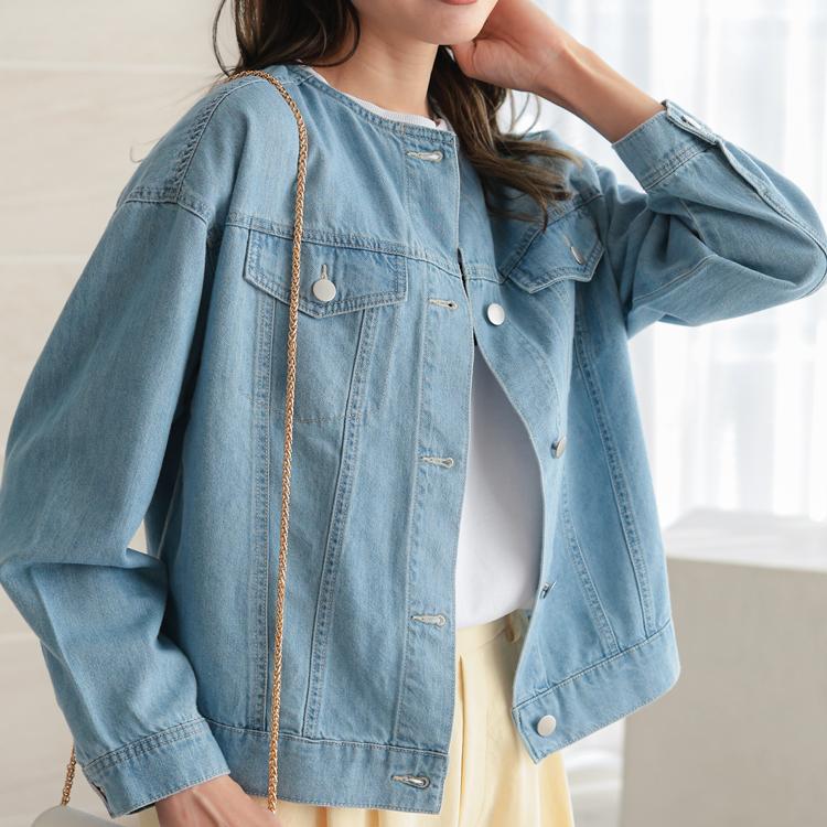 DOLCE&GABBANA ノーカラー デニムジャケット サイズ40 デニムジャケット レディース ノーカラー ショート丈 きれいめ ノー