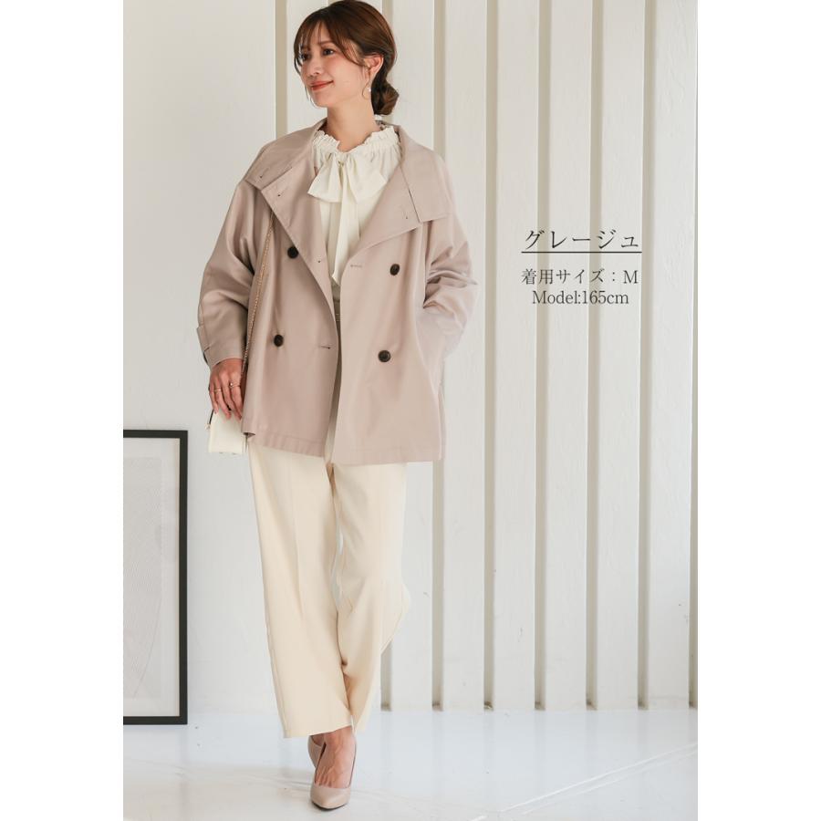トレンチコート レディース スプリングコート ショート丈 春コート トレンチ 春 秋 ミドル丈 ショート コート きれいめ アウター LL 3L 4L 5L 大きいサイズの画像