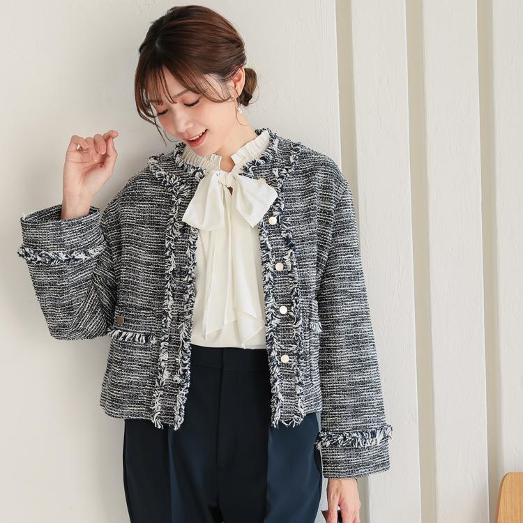 ツイードジャケット レディース オケージョン ツイード ジャケット