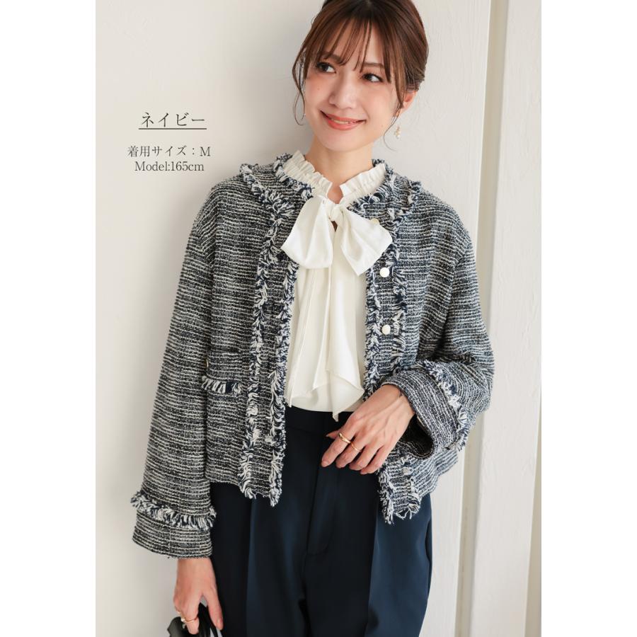 ツイードジャケット レディース オケージョン ツイード ジャケット