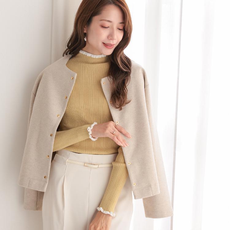 フリルネック ニット セーター ハイネック レディース タートルネック