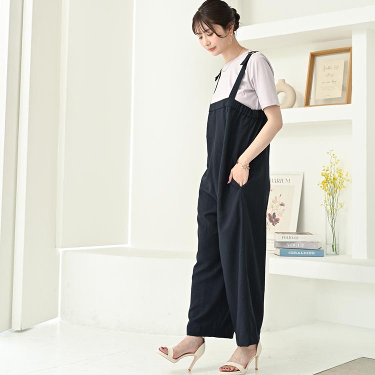 接触冷感 サロペット パンツ 低身長 オールインワン レディース 夏
