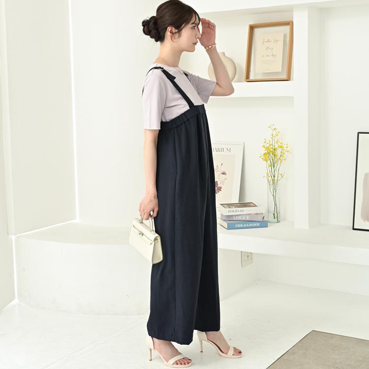 接触冷感 サロペット パンツ 低身長 オールインワン レディース 夏