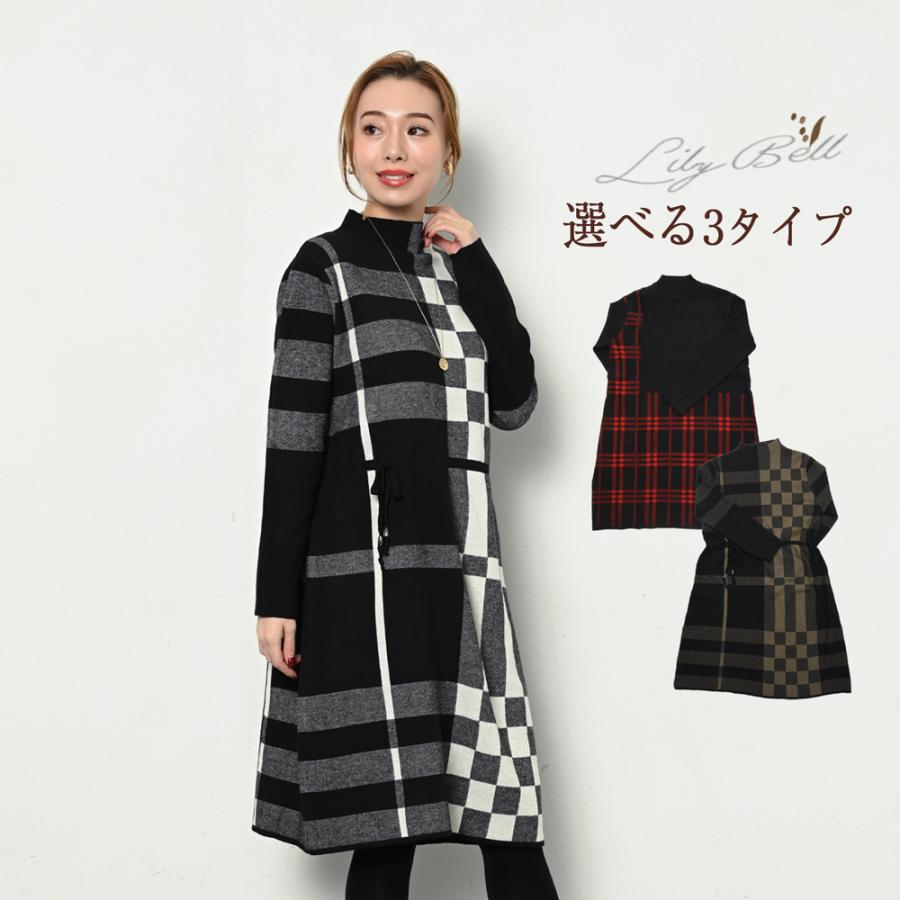 チェック ニットワンピース ミニ レディース ワンピース 秋 冬 チェック ニットワンピース ミニ レディース ワンピース 秋 冬