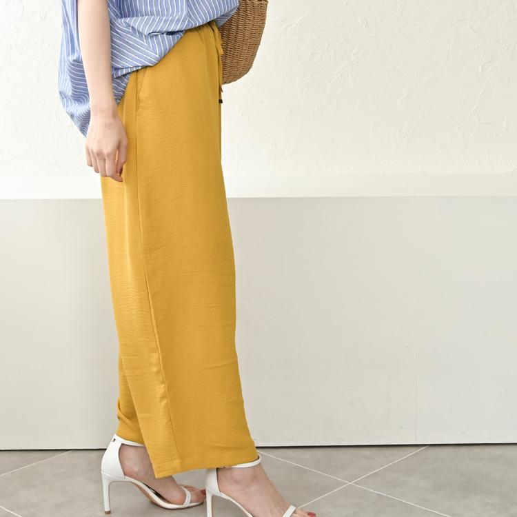YAA！ マスタードイエローサルエルパンツ ウエストゴム ワイドパンツ イージーパンツ レディース バレルレッグパンツ 夏 春