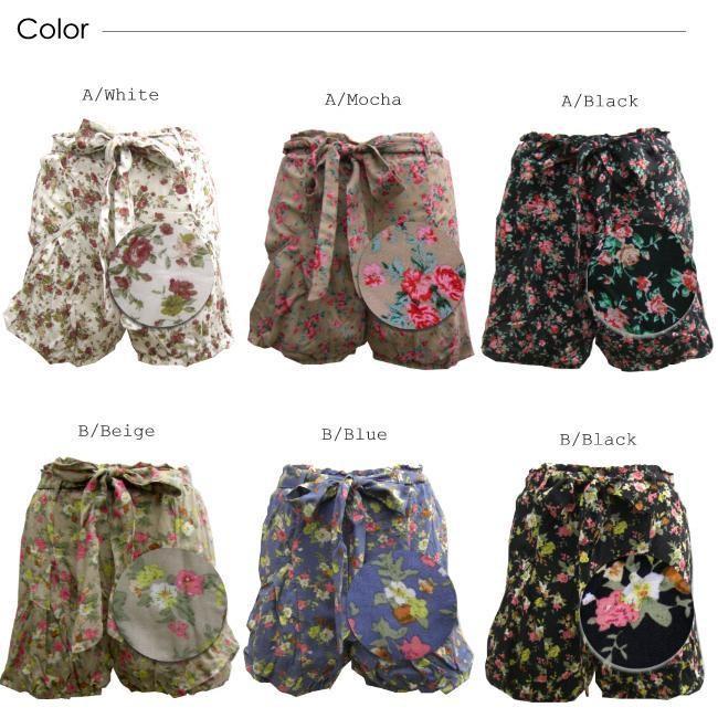 花柄ショーパン ショートパンツ レディース ガーリーコーデ バルーン
