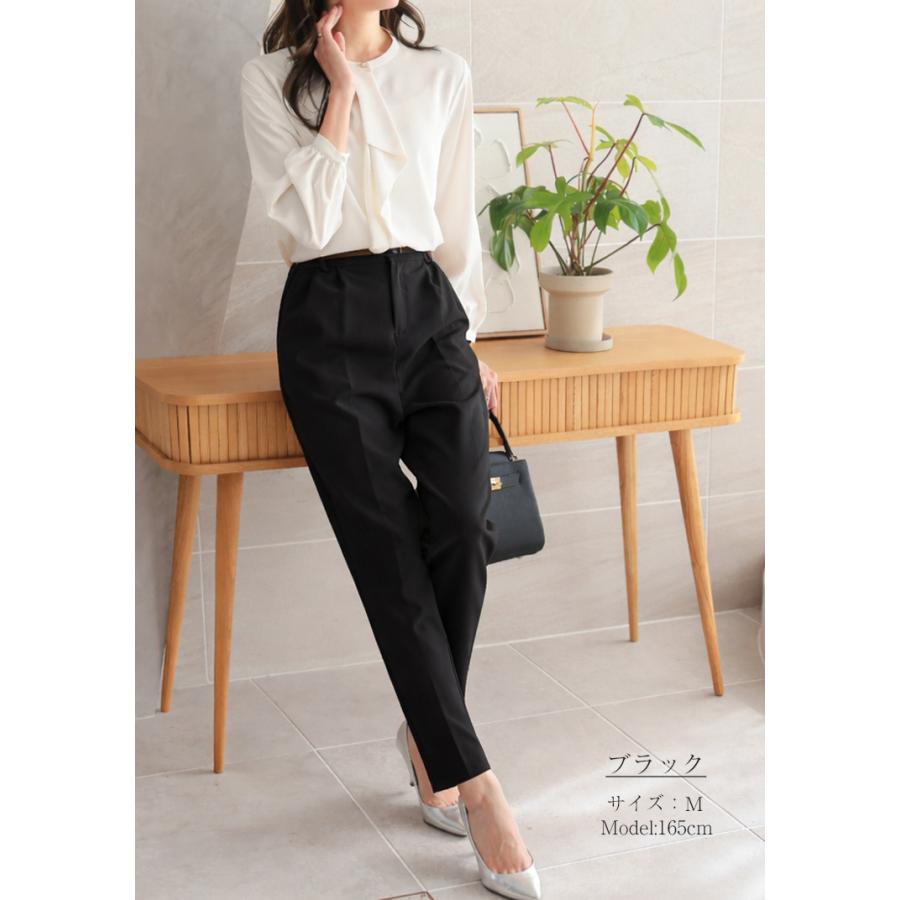 シワになりにくい テーパードパンツ レディース ストレッチ パンツ
