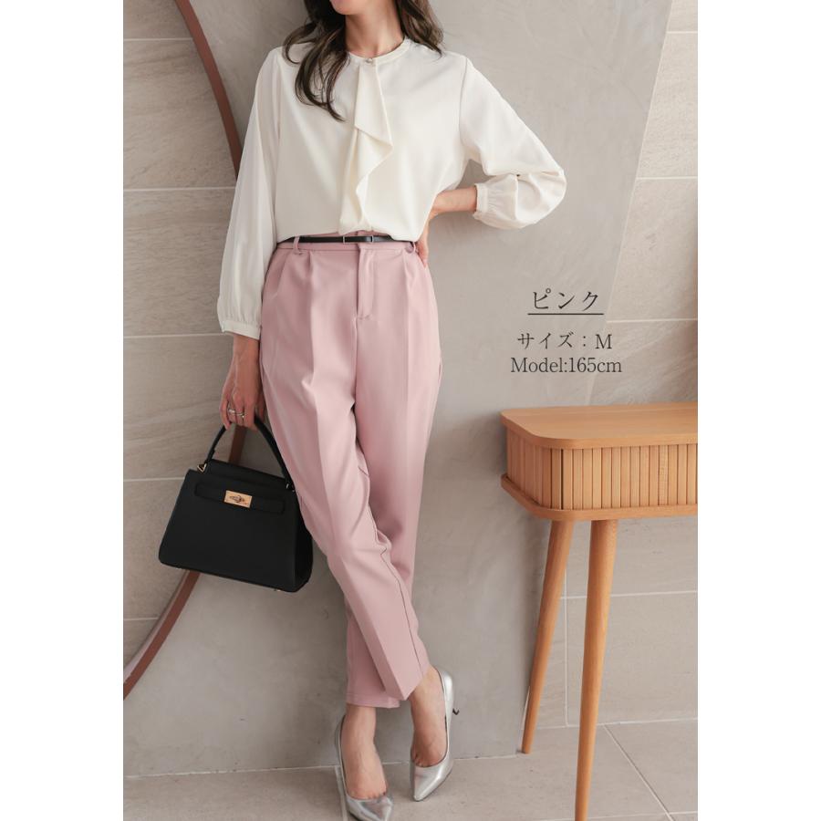 シワになりにくい テーパードパンツ レディース ストレッチ パンツ