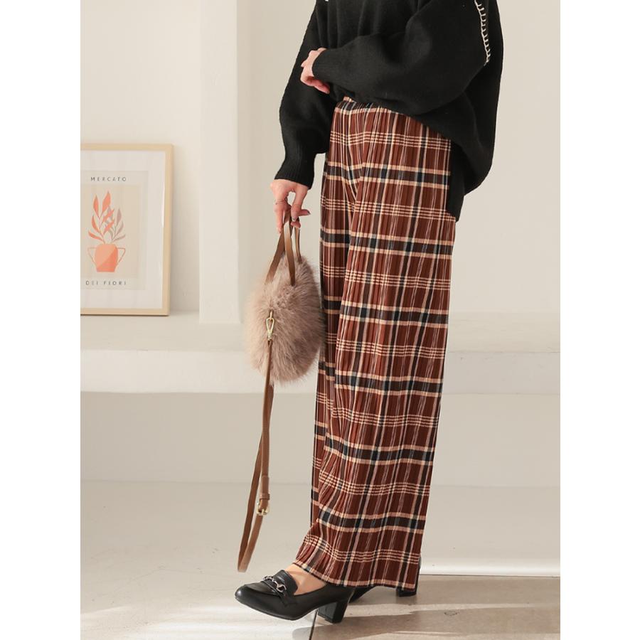 セルフカット 裏起毛 プリーツパンツ ワイドパンツ レディース パンツ