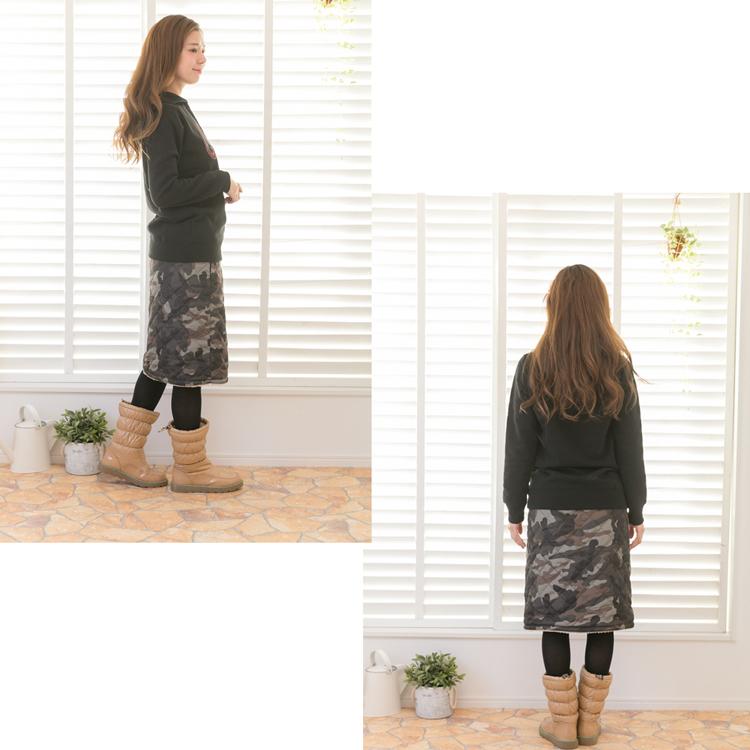 巻きスカート 防寒 迷彩柄 裏ボア フリース キルティングスカート ひざ掛け 山スカート ラップスカート 山ガールファッション 秋 冬 17 Lilybell 通販 Yahoo ショッピング