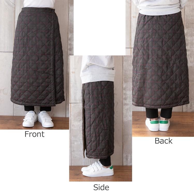 防寒 巻きスカート キルティングスカート ロングスカート レディース
