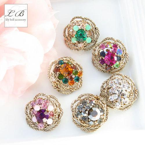 ブローチ(br184) アンティーク調ねじりラウンド ラインストーン