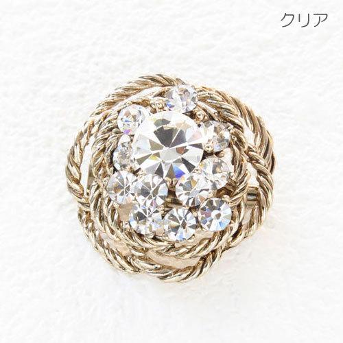 ブローチ(br184) アンティーク調ねじりラウンド ラインストーン