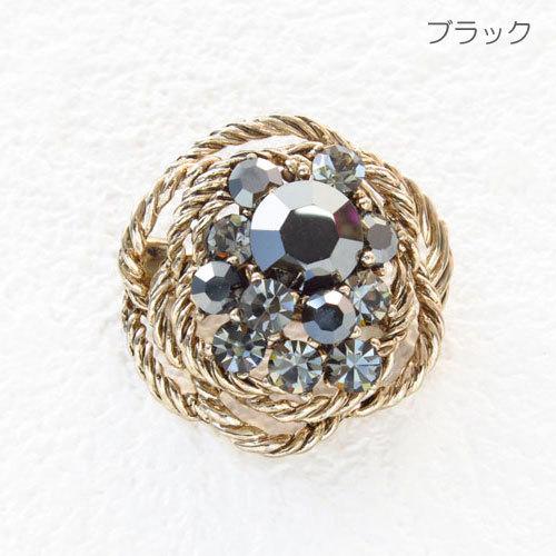 ブローチ(br184) アンティーク調ねじりラウンド ラインストーン