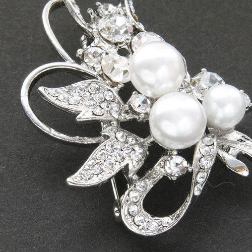 ブローチ (br194) 卒業式 入学式 パール 花 リボン おしゃれ ライン