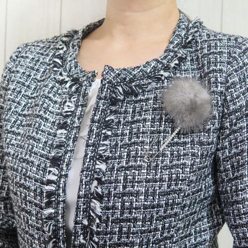 ブローチ(br229) キルトピン 1連RSミンクファーカブトピンブローチ