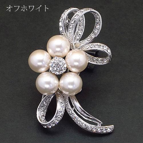 ブローチ(br3)パール 花リボン フォーマル 卒業式 入学式 コサージュ
