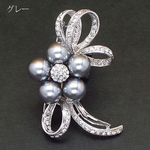 ブローチ(br3)パール 花リボン フォーマル 卒業式 入学式 コサージュ