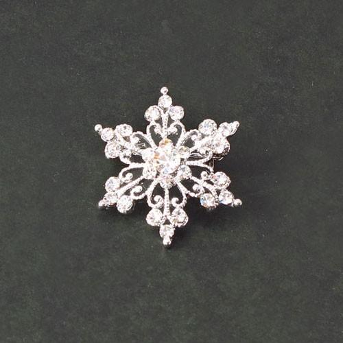 ブローチ(br6) ミニ雪の結晶 きらきらラインストーン 冬小物