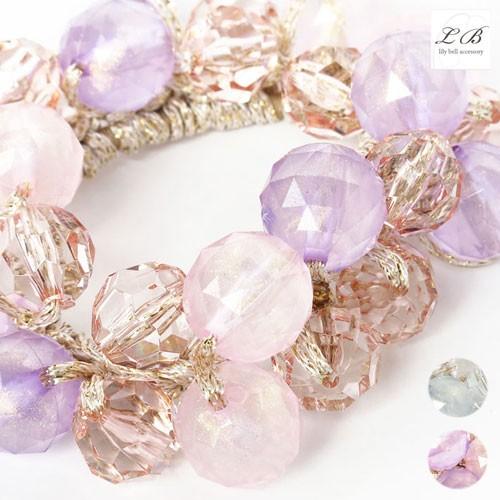 ヘアゴム(hg20)じゃらじゃらビーズゴム きらきらラメ入りボール ヘア