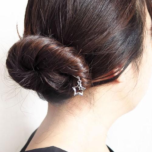 かんざし 普段使い 星 一本 簪 スター きらきら シルバー ライン