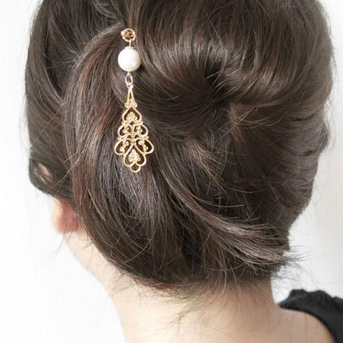 かんざし Ojs8 オリジナル しずくゴールドメタリック透かし パール夜会巻き一本挿し簪 Ojs8 リリーベルアクセサリー 通販 Yahoo ショッピング