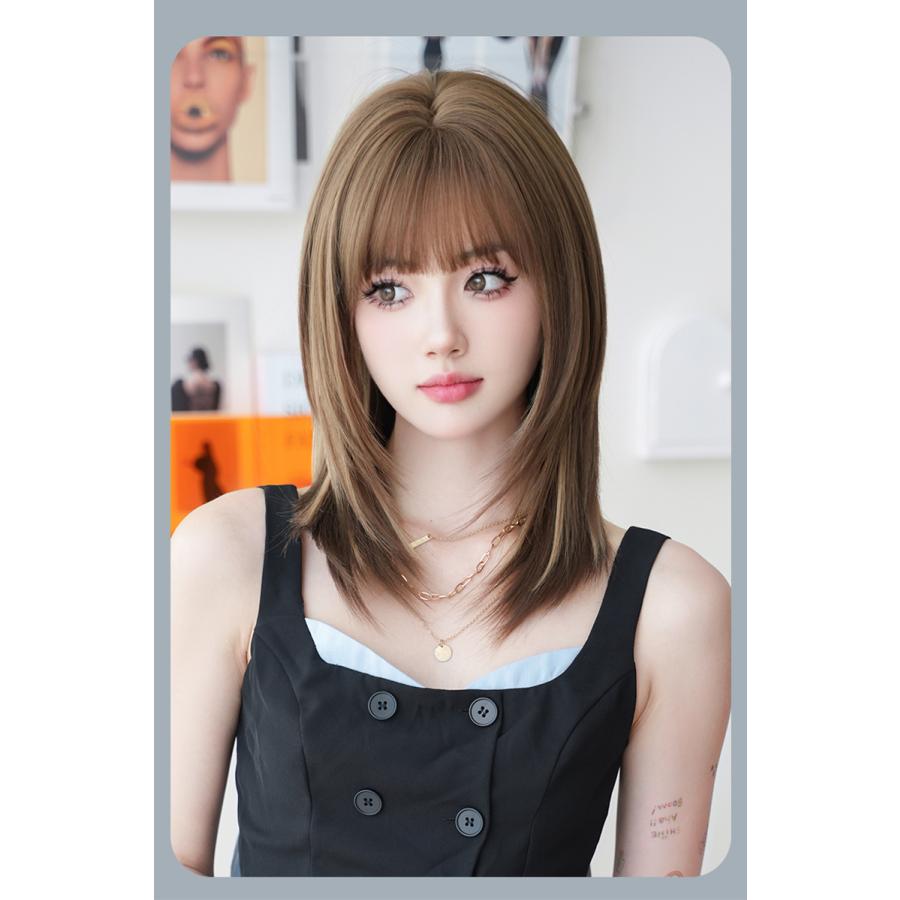 2024年新作 マロンベージュ メッシュ アッシュ 耐熱 カール ボブ