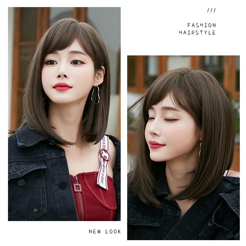 大人フェミニン 斜め前髪 ストレート ミディ 年新作 ミディアム フルウィッグ Fm80 Lilymei 通販 Yahoo ショッピング