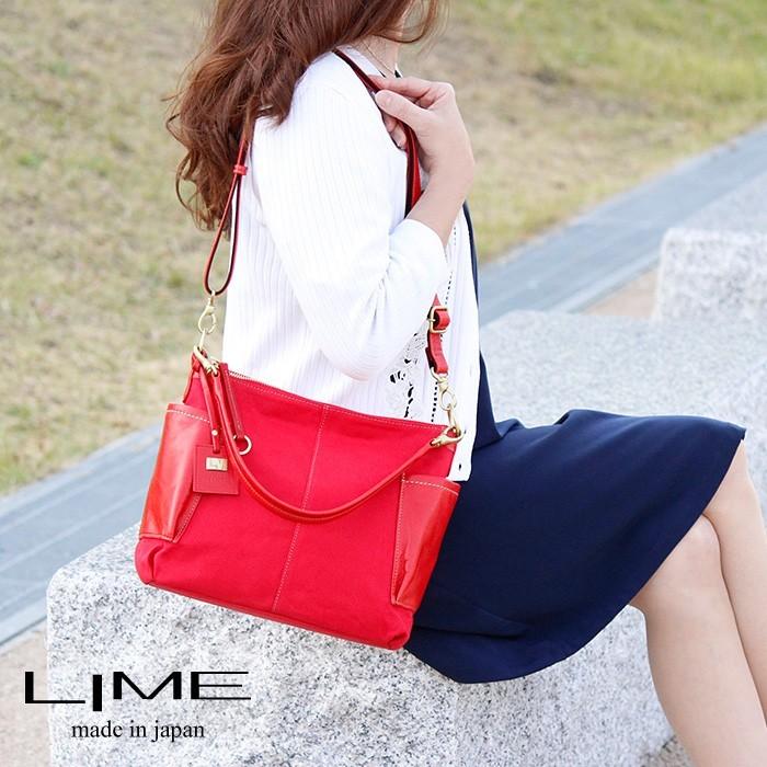 ショルダーバッグ 2way ハンドバッグ レディース 本革 帆布 コットン 日本製 カジュアルバッグ ランチ 通勤 通学 ライム ヴェリー コンビ L1926 爆買 | LIME made in japan | 20